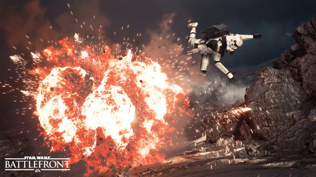Stormtrooper is thrown by the blast of a massively destructive grenade called the Thermal Imploder. Article written by Adriane Kuzminski.