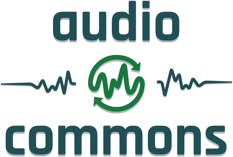 The words Audio Commons sits above and below three sound waves. The ends of the middle waveform circle around it much like the recycling symbol. Article written by Adriane Kuzminski.