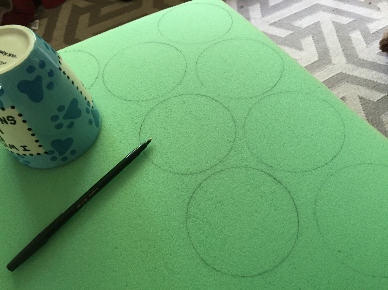 Tracing circles on foam