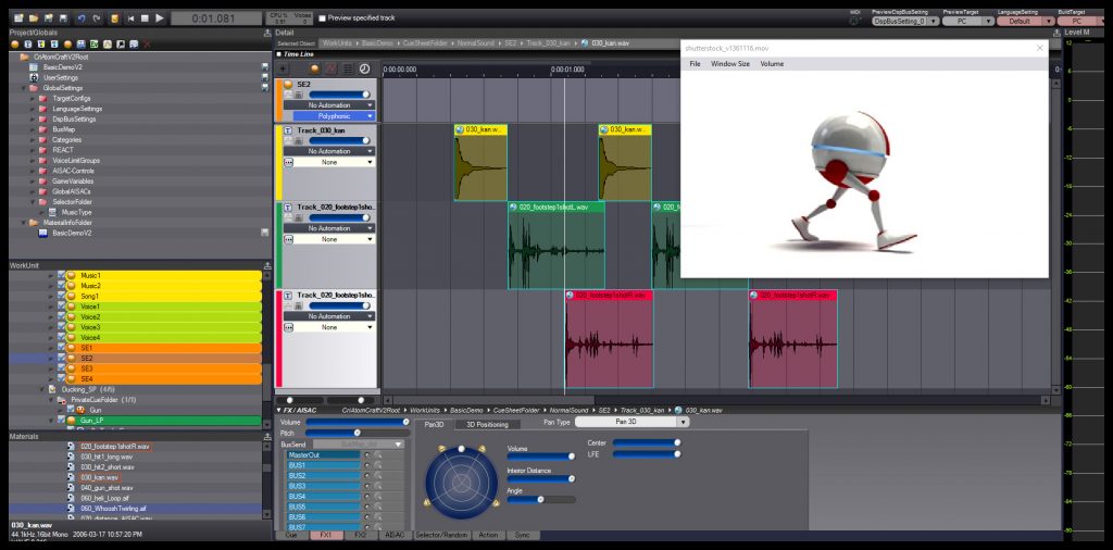 The ADX2 AtomCraft authoring tool allows syncing sound to image.