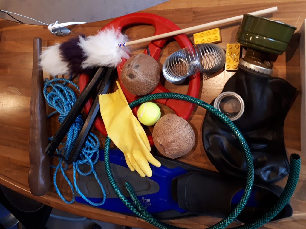 An assortment of Foley props from the collection of Jungle Studios.