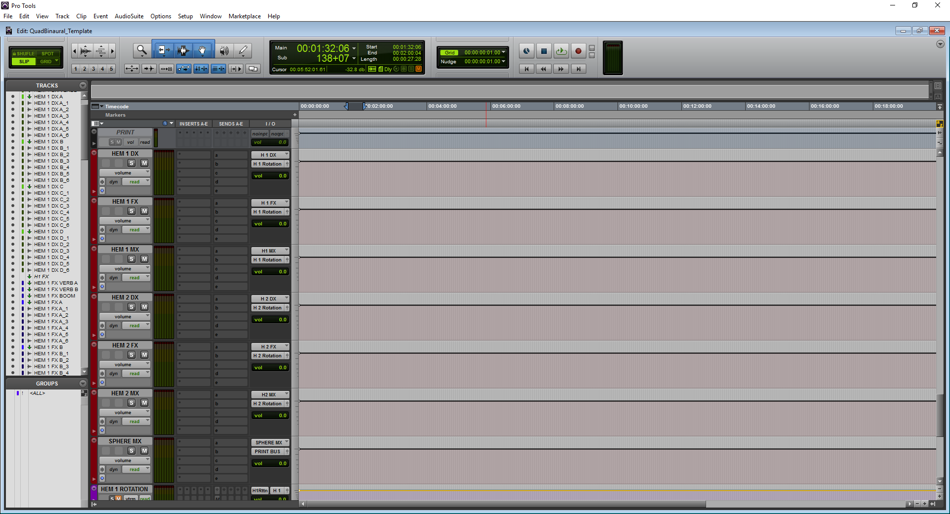 A screenshot of Pro Tools showing the master routing section that precedes the rotation controls